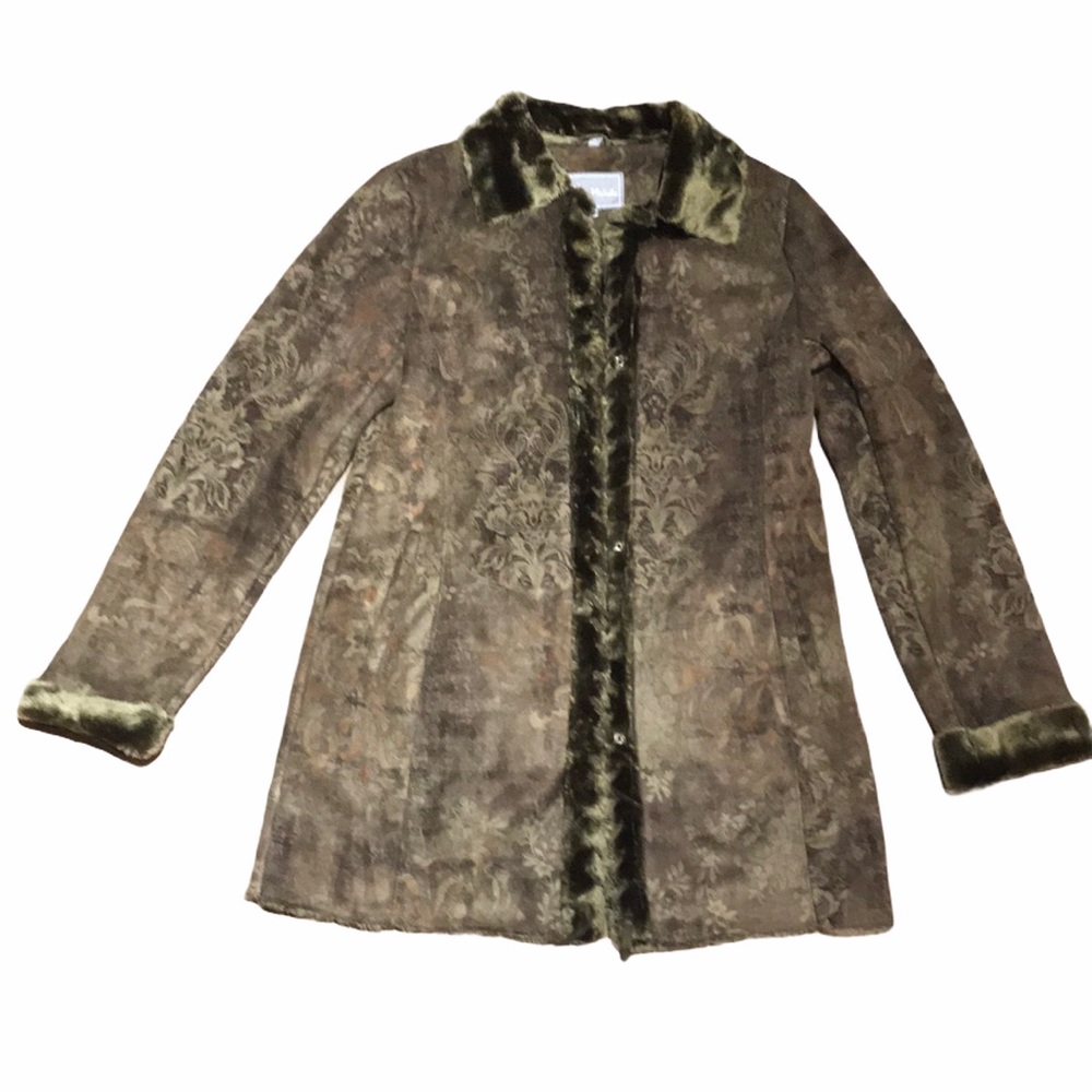 Juliet Michelle Green Fur Floral Coat